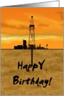 Oil rig framed against an evening sky, birthday card