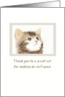 Thank you vet, sketch of kitten card