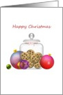 Christmas, colorful baubles and cookies in a jar card