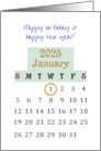 Birthday on New Year’s Day 2023 January 1 Circled on Calendar card