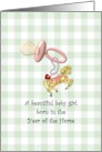 Baby Girl Born in the Year of the Horse Pacifier and Cute Horse Charm card