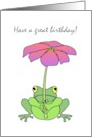 Birthday Cartoon Frog Holding A Flower card