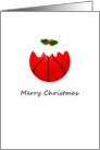 Basketball Christmas, basketball with icing on top and holly berries card