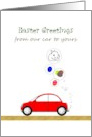Easter from Our House to Yours Red Car with Easter Thoughts card
