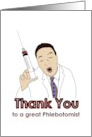 Thank You Phlebotomist Cartoon Sketch Phlebotomist Holding Syringe card