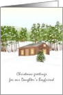 Christmas for Daughter’s Boyfriend Log Cabin in the Woods card