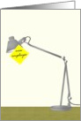New Employee Note Stuck To Desk Lamp On Table Welcome To The Team card