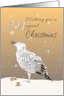 Gull Looking At Falling Snowflakes Magical Christmas card