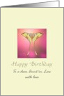 Birthday for Aunt in Law Pretty Moon Moth on Pink Opaque Glass card