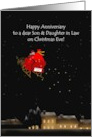 Christmas Eve Anniversary Son and Daughter in Law Santa and Reindeer card