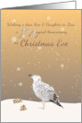 Anniversary on Christmas Eve Son and Daughter in Law Gull and Snow card