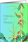 50th Birthday Colorful Foliage On Green-Blue Background card