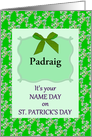 Name Day on St. Patrick’s Day, abstract clover design customizable card