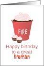 Fireman Birthday Huge Chocolate Cupcake In A Red Fire Bucket card