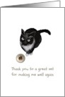 Thank You Veterinarian Black Cat Sitting Next To Food Bowl card