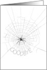 Spider spinning the words ’good bye’, farewell card