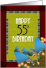 55th Birthday Colorful Abstract Butterflies And Fancy Borders card