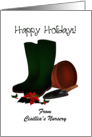 Custom Happy Holidays Nursery To Customers Boots Pot Trowel card