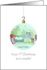 1st Christmas as a couple, Christmas party reflected in a bauble card