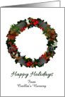 Custom Happy Holidays Nursery To Customers Holiday Wreath card