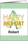 Customizable birthday beer greeting, bottles and mugs of beer card