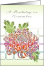 Birthday in November Chrysanthemum Birth Month Flower card
