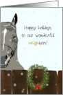 Happy Holidays for NEIGHbors Horse Behind Wooden Fence card