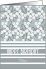 Birthday Custom Name White Grey Florals Checkered Background card