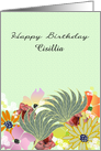 Colorful birthday florals, customizable name card