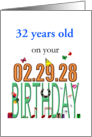 Custom Age on February 29 Birthday Horseshoe Gifts Butterflies card