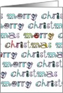 Merry Christmas spelt out in fun, colorful lettering card