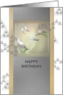 Birthday Abstract Koi Fish In Shades Of Silver card