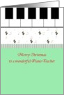 Christmas for Piano Teacher Piano Keys Holly Sprigs Music Notes card