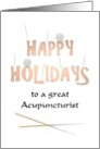 Happy Holidays for Acupuncturist Fire Cupping and Acupuncture Needles card