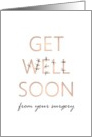 Get Well From Surgery Sutures On The Word WELL card