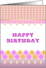 Birthday For Co-Worker Lattice Work In Pink Lilac Purple and Yellow card