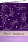 Birthday Abstract White Foliage On Purple card