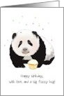 Birthday With Love And a Fuzzy Hug Cute Panda With Cupcake card