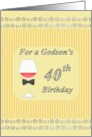 40th Birthday for Godson Black Bow Tie on Glass of Red Wine card