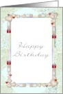 Birthday Greeting Inside Frame Lined With Hearts Abstract Pattern card