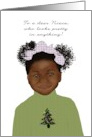 Niece in Cute Christmas Sweater African American Christmas card