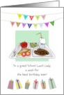 Birthday for School Lunch Lady School Lunch Tray Presents and Flags card