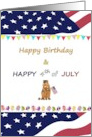 Birthday on Fourth of July Squirrel Holding American Flag and Acorns card