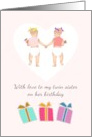 Birthday Twin Sister To Twin Sister Twin Toddlers Holding Hands card