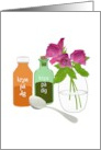 Get Well Soon in Swedish Medicine Bottles and Flowers Krya Pa Dig card