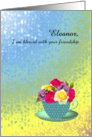 Custom Name Friendship Anniversary Cup Of Colorful Roses card