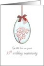 35th Coral Wedding Anniversary Marine Coral in Glass Locket card