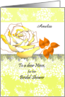 Customizable Name Bridal Shower for Niece Rose and Lace Work card