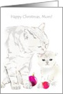 Christmas For Mom Mommy Cat Licking Kitten card