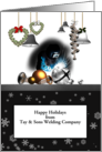 Happy Holidays from Welding Company Welder at Work Bells Baubles card